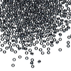 Seed bead, TOHO BEADS®, glass, pkg/50g, #11 round, opaque metallic hematite (TR-11-81).
