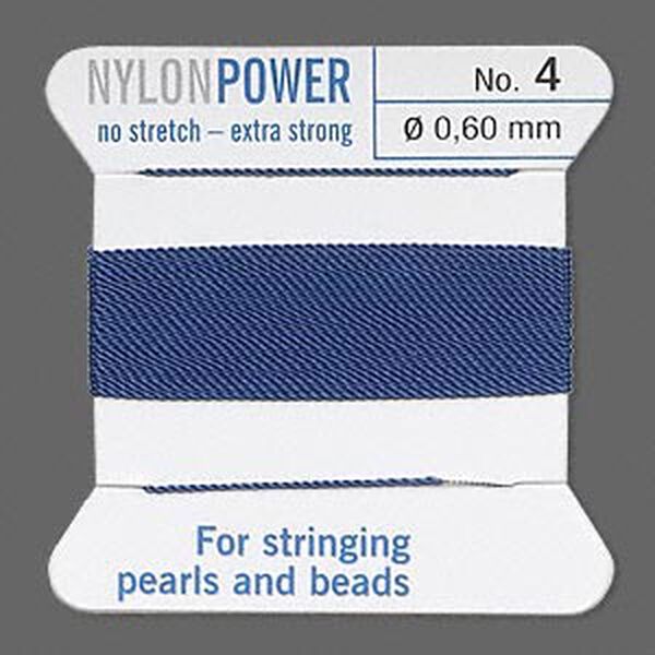 Thread, Griffin, nylon, blue, size #4. Sold per 2-meter card (approximately 78 inches). image number 0
