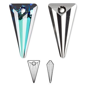 Drop 36pk crystal Bermuda blue P, Swarovski® 28x14mm pendant spike 6480