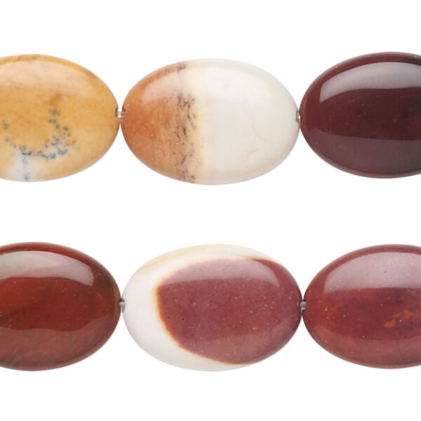 Bead, moukaite jasper (natural), 18x13mm flat oval, B grade, Mohs hardness 6-1/2 to 7. Sold per 15-1/2" to 16" strand. image number 0