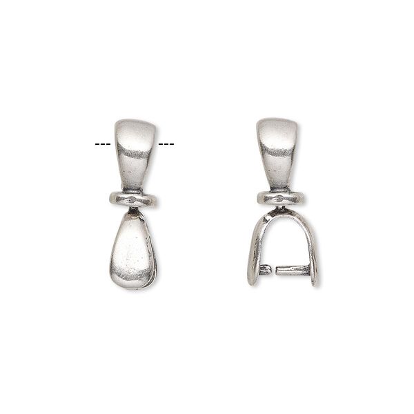 Bail, JBB Findings, ice-pick, antique silver-plated pewter (tin-based alloy), 18x5mm double-sided teardrop with swivel, 5mm grip length. Sold individually. image number 0