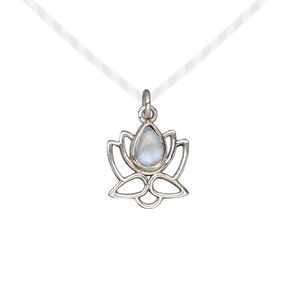 Rainbow moonstone / sterling silver 1pkg1, open lotus drop natural antiqued 12x12mm