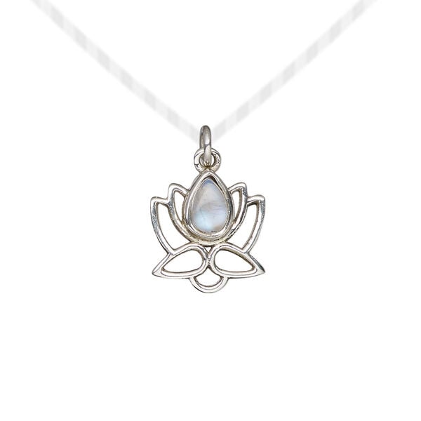Rainbow moonstone / sterling silver 1pkg1, open lotus drop natural antiqued 12x12mm image number 0