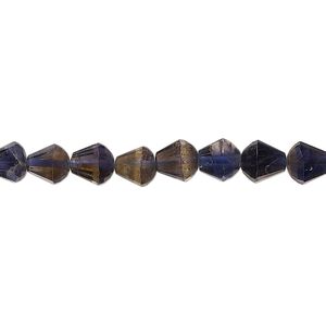 Iolite 1pkg1, hand-cut faceted teardrop bead natural 15 inch 5-6mm