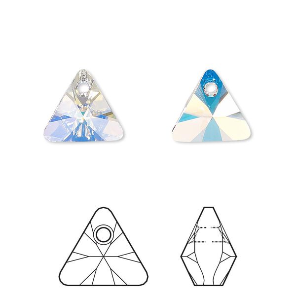 Drop 12pk crystal AB, Crystal Passions® 12mm pendant mini triangle 6628 image number 0