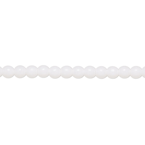 Bead, Czech glass druk, opaque white, 4mm round. Sold per 15-1/2" to 16" strand. image number 0