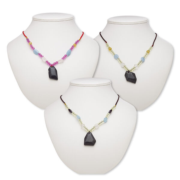 Serpentine / multi-gemstone / acrylic 1pkg3, freeform necklace C grade, continuous 20 inch mix 29x20mm-38x27mm image number 0