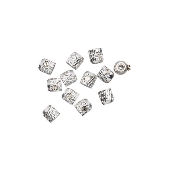Crimp, Screw-Tite Crimps™, silver-plated copper, 3.5mm barrel, for wire up to 0.024 inches. Sold per pkg of 12. image number 0