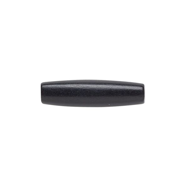 Bead, horn (dyed), black, 25x6mm-25x8mm hand-cut hairpipe, Mohs hardness 2-1/2. Sold per pkg of 40. image number 0