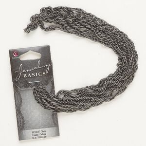 Chain, gunmetal-finished steel, 4mm rope. Sold per pkg of 46 inches.