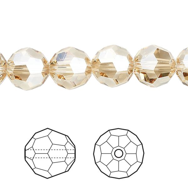 Bead 6pk crystal golden shadow, Crystal Passions® 10mm round 5000 image number 0