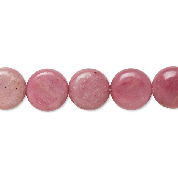 Bead, rhodonite (natural), dark, 11mm flat round, B grade, Mohs hardness 5-1/2 to 6-1/2. Sold per 8-inch strand, approximately 20 beads. image number 0