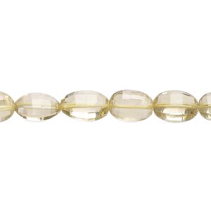 Lemon quartz 1pkg1, hand-cut faceted puffed oval bead 13 inch 8x6mm-11x8mm