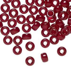 Czech pressed glass 1pkg100, crow bead transparent garnet red 6x4mm
