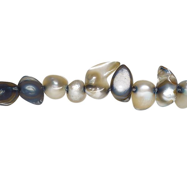 Pearl, cultured freshwater (dyed), soft grey, 5x4mm-12x8mm baroque with 0.4mm hole, D grade, Mohs hardness 2-1/2 to 4. Sold per 15-inch strand. image number 0