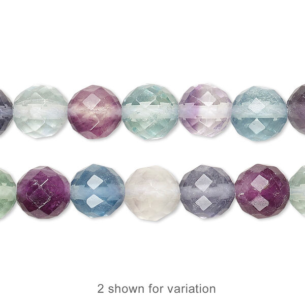 Bead, rainbow fluorite (natural), 8mm faceted round, A grade, Mohs hardness 4. Sold per 15-1/2" to 16" strand. image number 0
