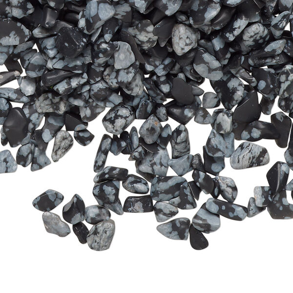 Inlay chip, snowflake obsidian (natural), mini undrilled tumbled polished chip, Mohs hardness 5 to 5-1/2. Sold per 2-ounce pkg. image number 0