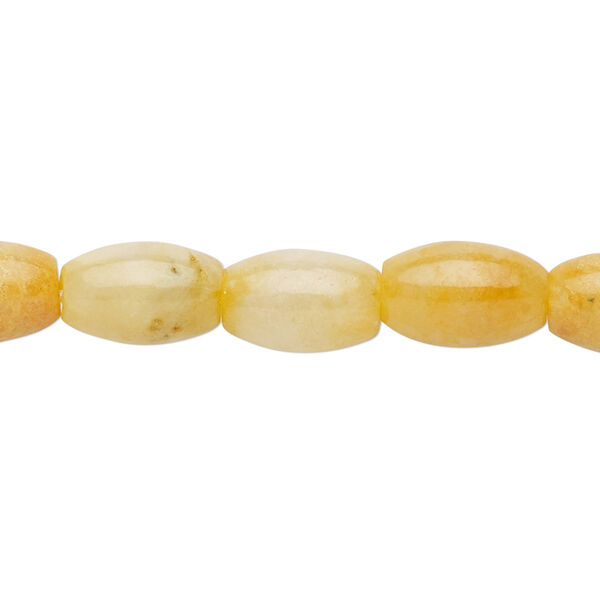 Bead, jadeite (dyed), yellow, 12x8mm round tube with 0.5-1.5mm hole, C grade, Mohs hardness 6-1/2 to 7. Sold per 15-1/2" to 16" strand. image number 0