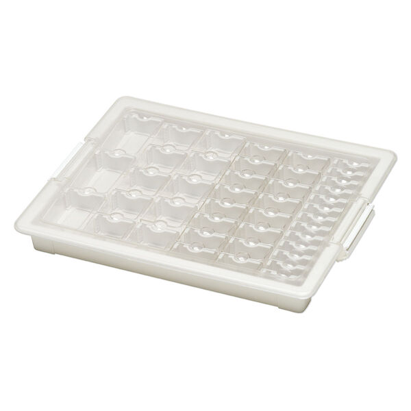 Organizer, Assorted Bead Storage Tray™, Bead Storage Solutions™, plastic, clear and opaque off-white, 13-3/4 x 10-1/2 x 2 inches. Sold per 45-piece set. image number 2