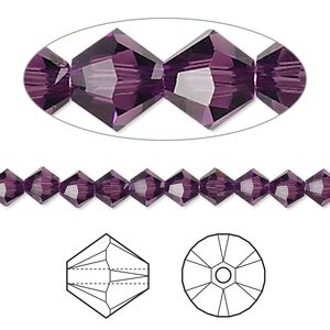Bead 720pk amethyst, Swarovski® 5mm XILION bicone 5328