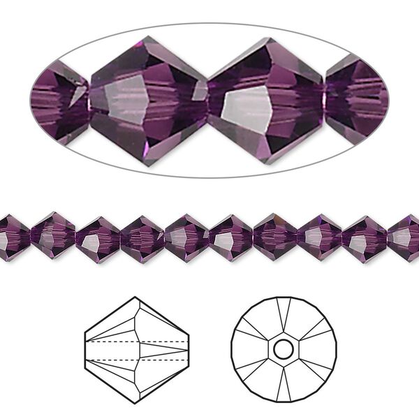 Bead 720pk amethyst, Swarovski® 5mm XILION bicone 5328 image number 0