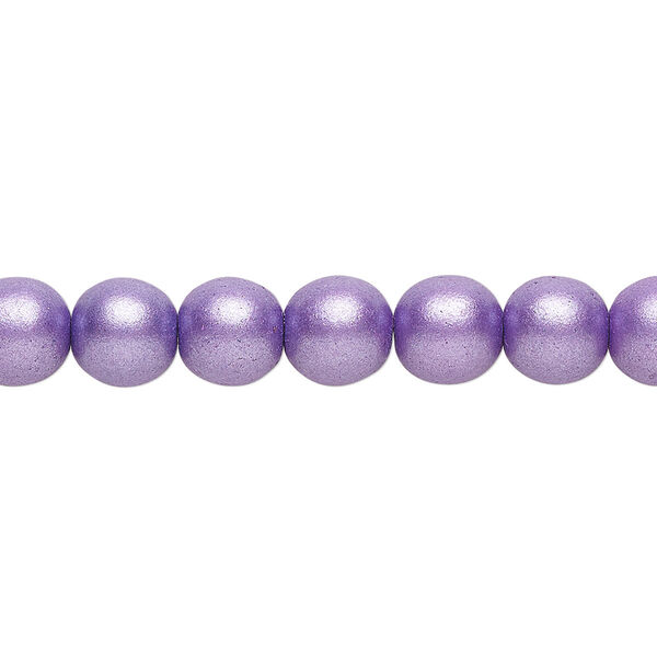 Bead, Czech glass druk, opaque satin purple, 8mm round. Sold per 15-1/2" to 16" strand. image number 0
