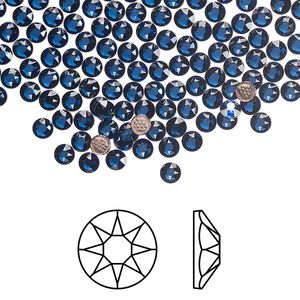 Flat back 1440pk dark sapphire foil back, Swarovski® ReCreated™ hotfix 3-3.2mm round SS12 2078