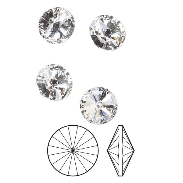 Chaton 4pk crystal foil back, Preciosa MAXIMA Czech crystal rhinestone 16mm rivoli image number 0