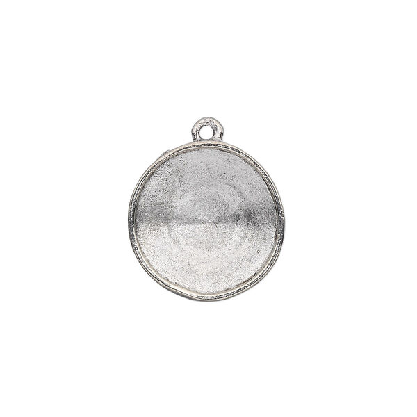 Drop, Almost Instant Jewelry®, antiqued pewter (tin-based alloy), 18mm round with 16mm rivoli setting. Sold individually. image number 0