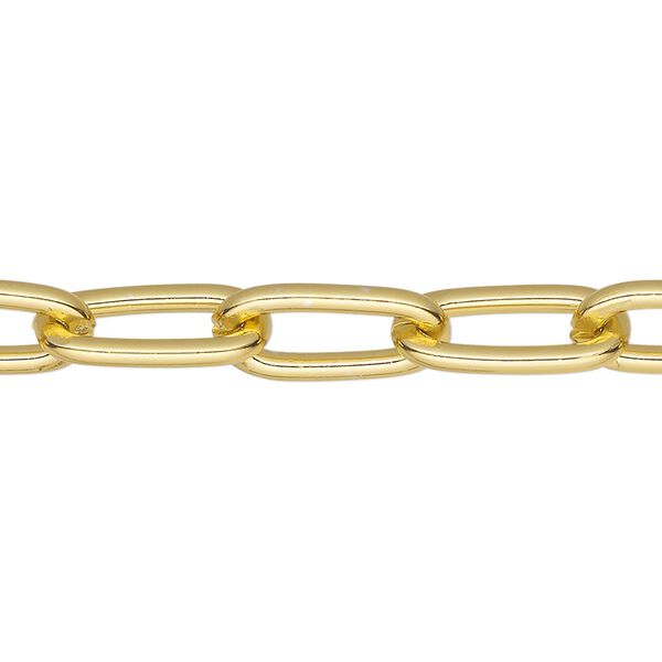 Chain, anodized aluminum, gold, 7.8mm paperclip. Sold per pkg of 5 feet. image number 0