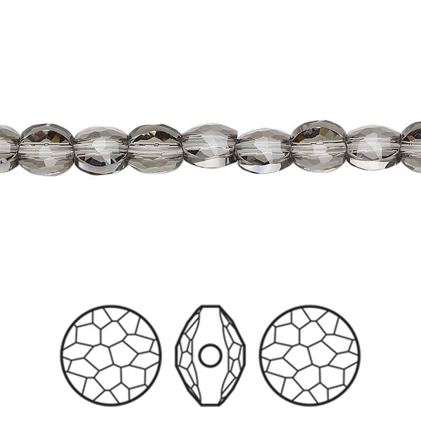 Bead 288pk black diamond, Swarovski® 6mm puffed round 5034 image number 0