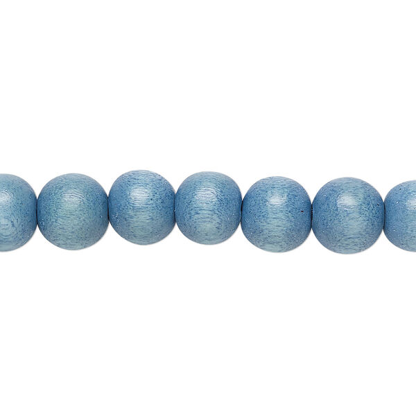 Bead, Taiwanese cheesewood (dyed / waxed), light blue, 7-8mm round. Sold per pkg of (2) 15-1/2" to 16" strands. image number 0