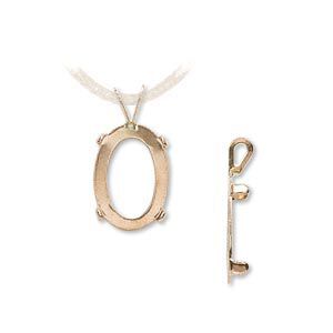 Pendant, Cab-Tite™, 14Kt gold, 14x10mm with 4-prong oval setting. Sold individually.