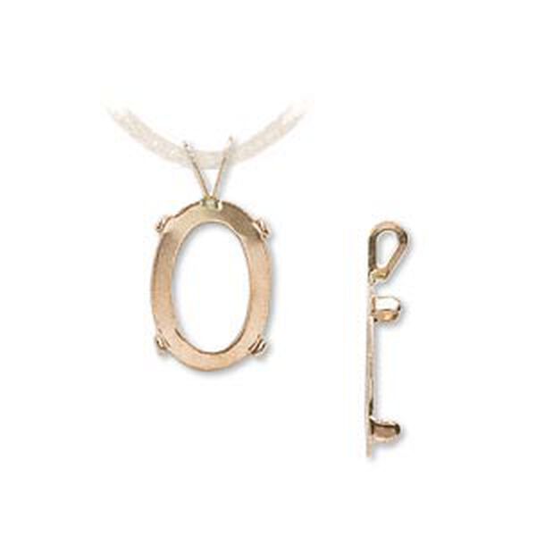 Pendant, Cab-Tite™, 14Kt gold, 14x10mm with 4-prong oval setting. Sold individually. image number 0