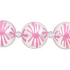 Bead, glass 1pkg8, opaque white and pink, 16mm hand-painted round. image number 0