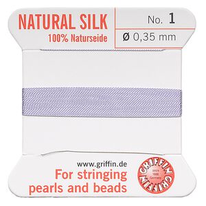 Thread, Griffin, silk, lilac, size #1. Sold per 2-meter card (approximately 78 inches).