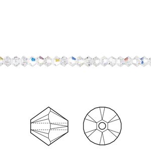 Bead 48pk crystal AB, Crystal Passions® 3mm bicone 5328