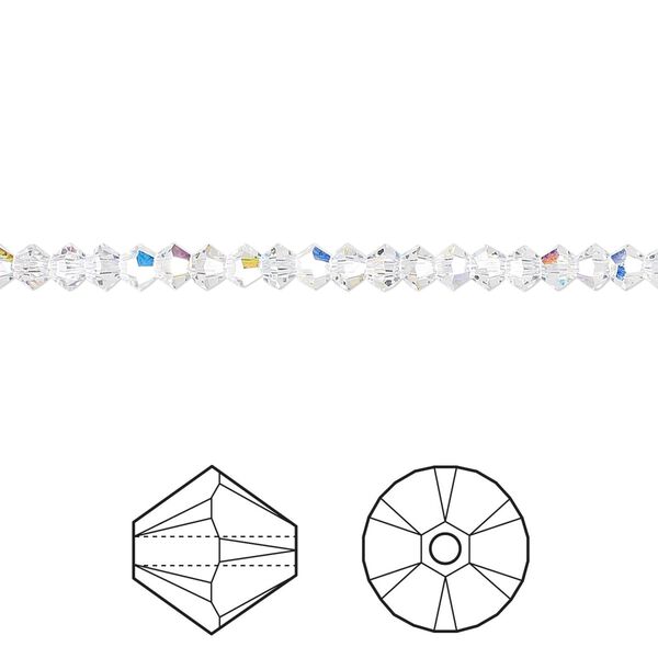 Bead 48pk crystal AB, Crystal Passions® 3mm bicone 5328 image number 0