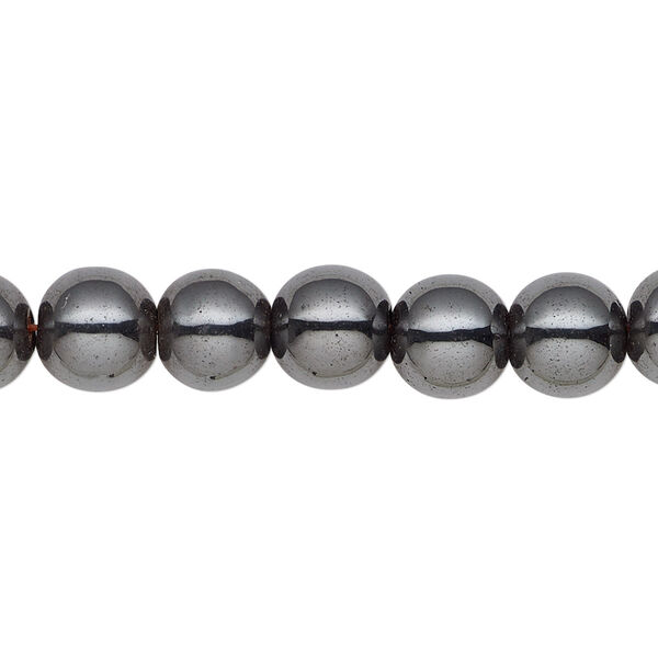 Bead, Hemalyke™ (man-made), magnetic, black, 8mm round. Sold per 15-1/2" to 16" strand. image number 0