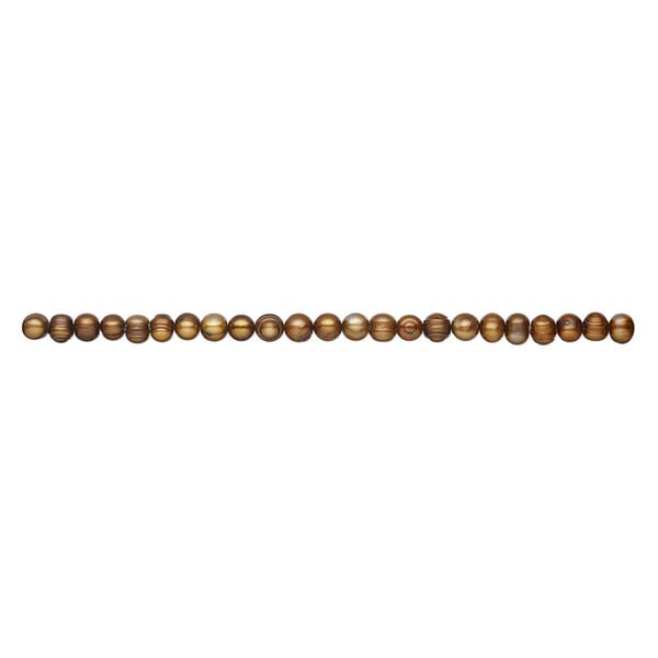 Freshwater pearl 1pkg1, semi-round, 15 inch antique golden copper 9-13mm cultured image number 1