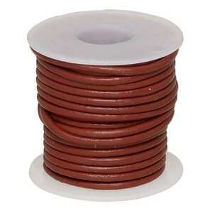 Cord, leather (dyed), rose, 1.4-1.6mm round. Sold per 5-yard spool.