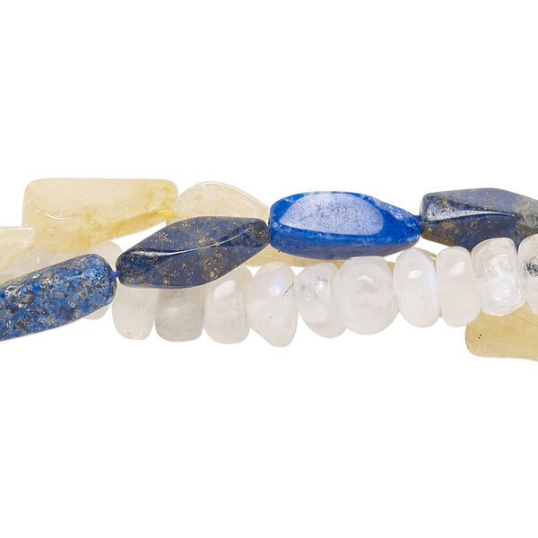 Multi-gemstone 1pkg3, hand-cut mixed shape bead C grade, 13 inch mix 3x2mm-42x27mm image number 0