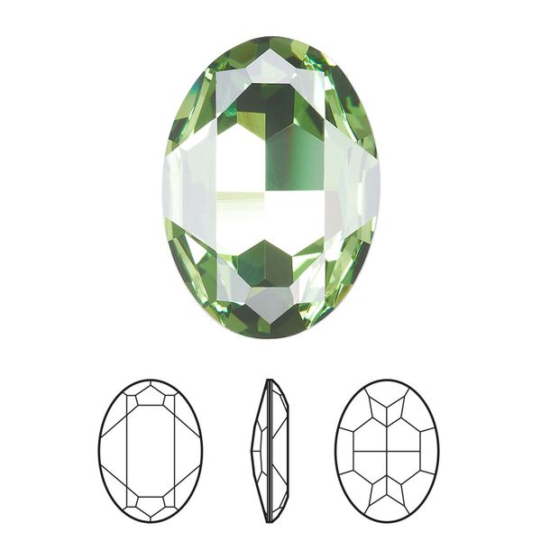 Fancy stone 1pk peridot foil back, Crystal Passions® Regenerated 30x22mm oval 4127 image number 0