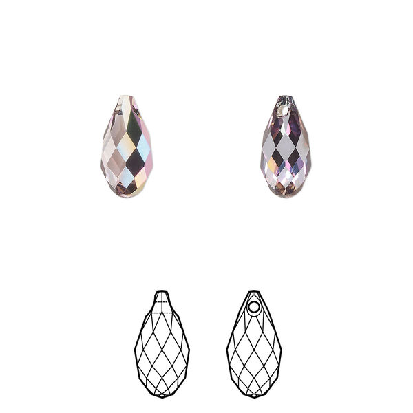 Briolette 2pk light amethyst heavy vitrail light, Crystal Passions® 11x5.5mm pendant drop 6010 image number 0