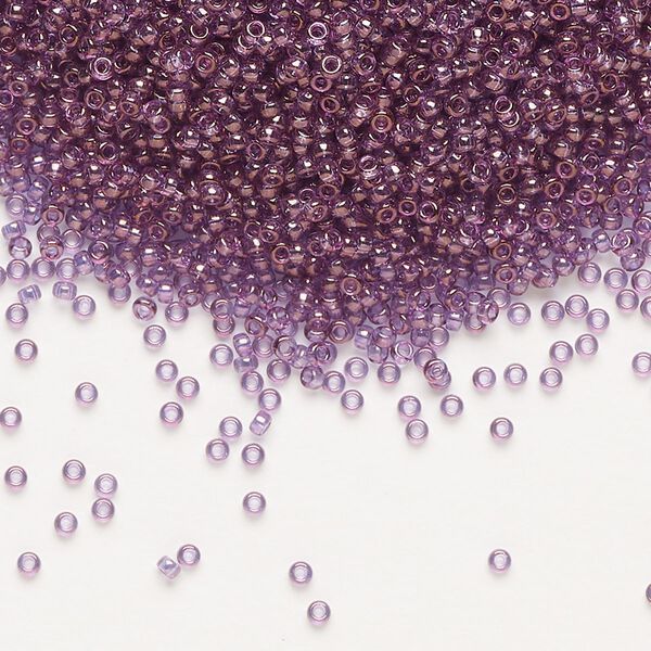 Seed bead, Miyuki, glass, pkg/250g, #15 rocaille, translucent gold luster amethyst (RR-312). image number 0