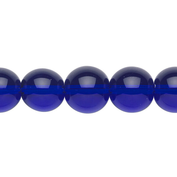 Bead, glass, cobalt blue, 12mm round. Sold per 36-inch strand. image number 0