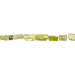 Peridot 1pkg1, hand-cut flat rectangle bead natural 13 inch 4x3mm-7x4mm
