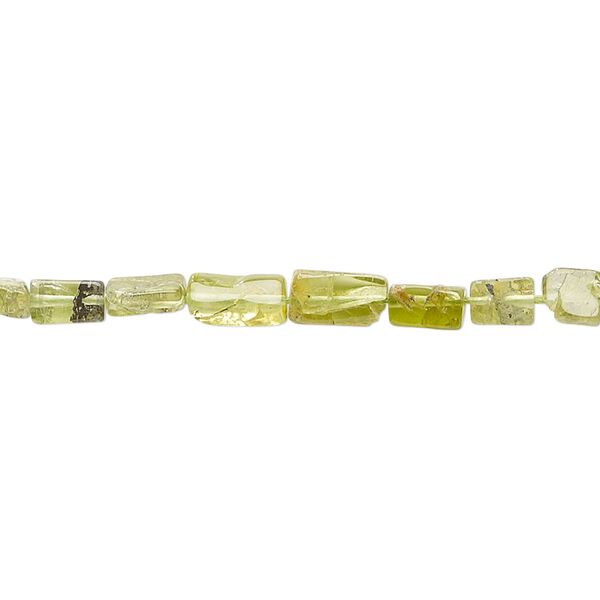 Peridot 1pkg1, hand-cut flat rectangle bead natural 13 inch 4x3mm-7x4mm image number 0