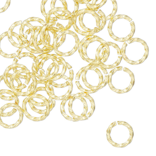 Jump ring, brass, 8mm hand-cut twisted round, 5.4mm inside diameter, 16 gauge. Sold per pkg of 50. image number 0