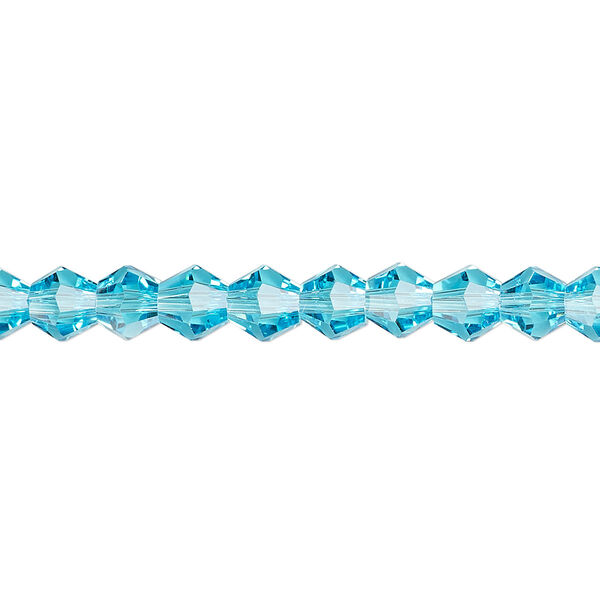 Bead 1pk transparent turquoise blue, Celestial Crystal® 6mm bicone 15.5-16 inch image number 0